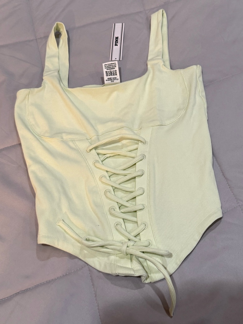 PINK Lace up corset tank top / womens tops